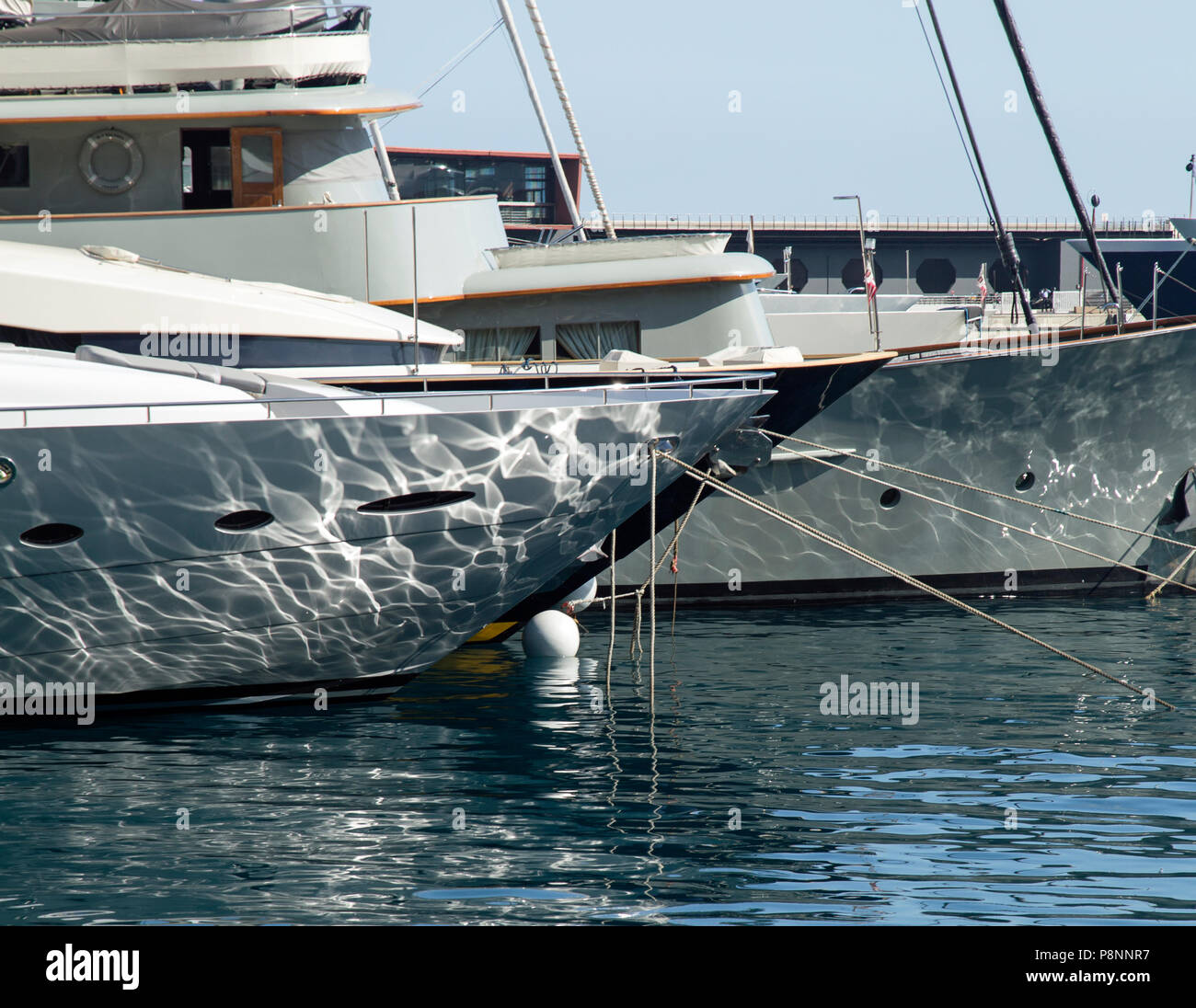 Luxury Yachts in waters near Monaco. Stock Photo