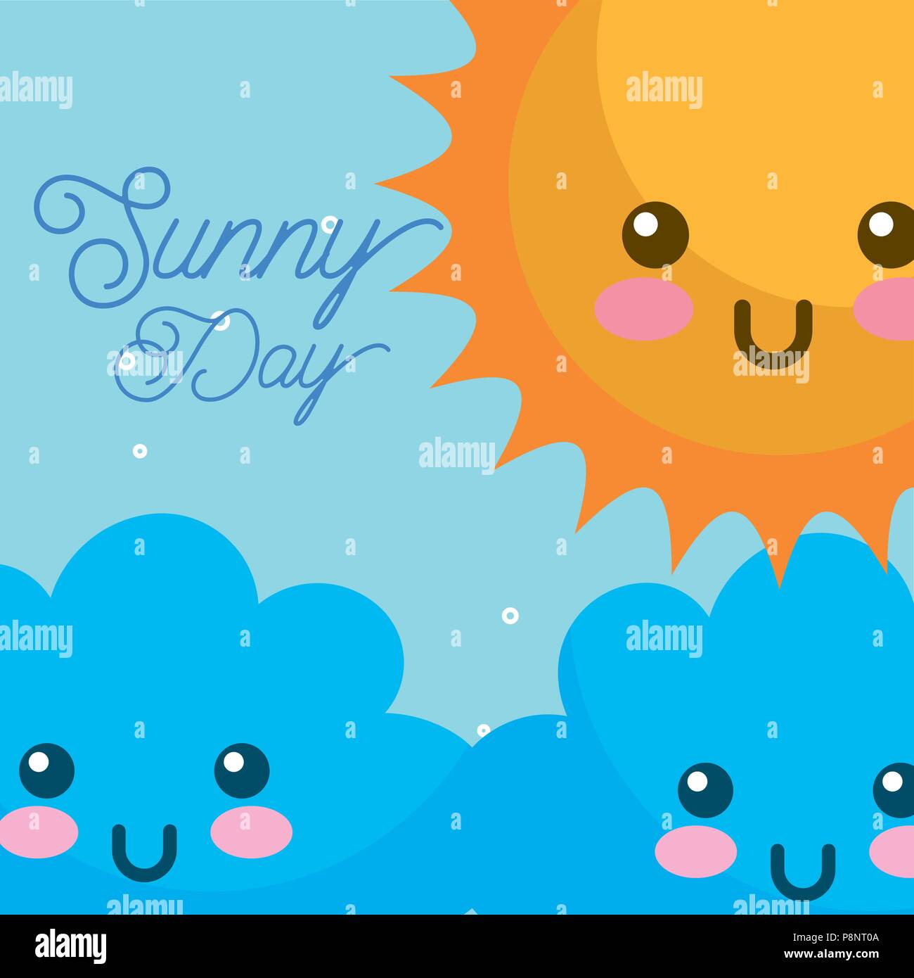 kawaii sunny day clouds weather vector illustration Stock Vector Image ...