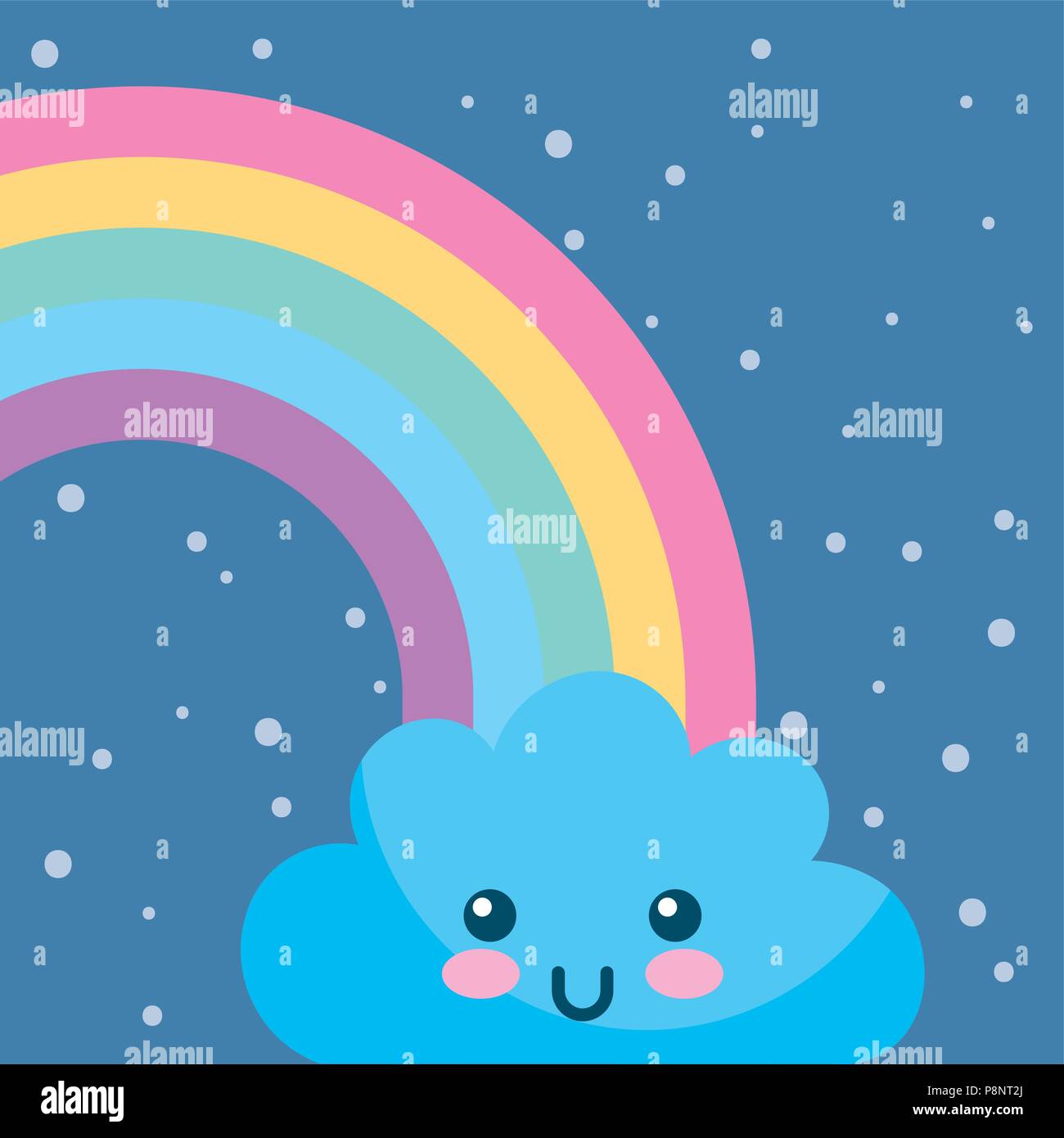 weather rainbow cloud kawaii cartoon vector illustration Stock Vector ...