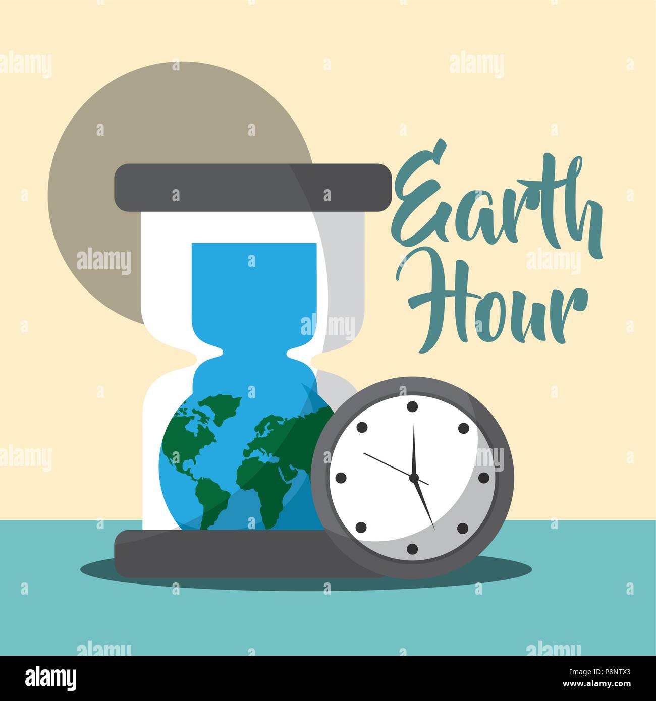 clock time earth hour concept vector illustration Stock Vector Image