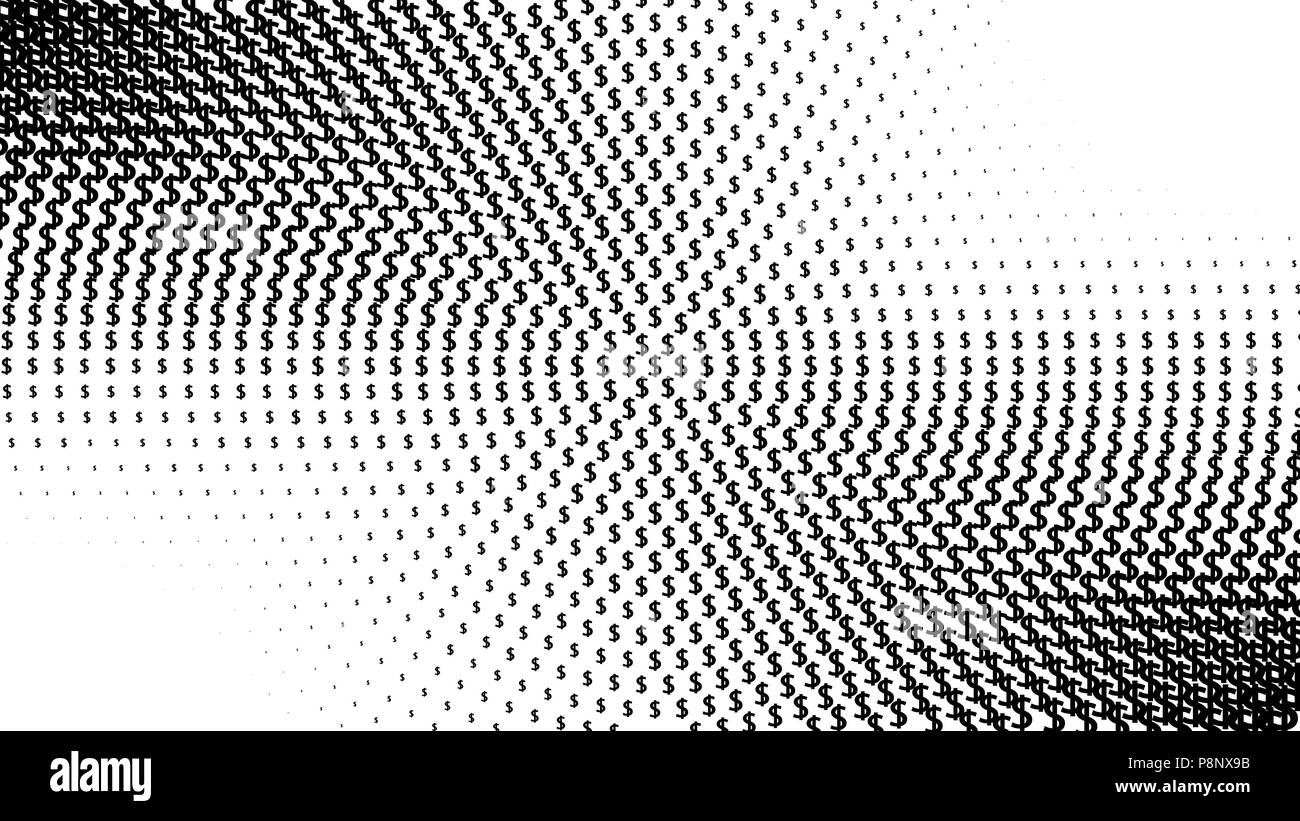 Abstract Halftone Pattern Texture Dollar Background Is Black And