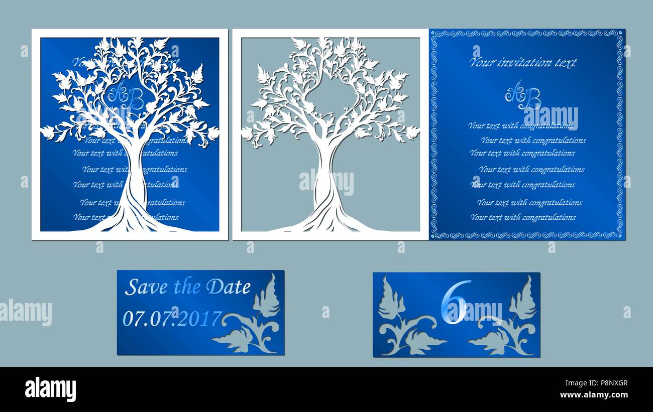 Vector illustration Postcard. Invitation and greeting card the trees ...