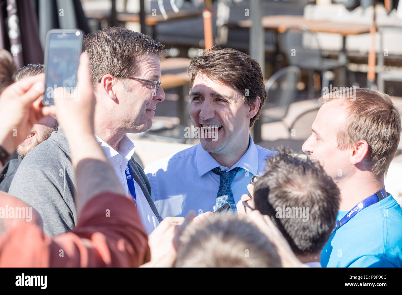 MAY 24, 2018 - TORONTO, CANADA - CANADIAN PRIME MINISTER JUSTIN TRUDEAU MEETS FANS AFTER A PUBLIC EVENT. Stock Photo