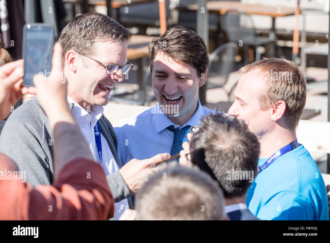 MAY 24, 2018 - TORONTO, CANADA - CANADIAN PRIME MINISTER JUSTIN TRUDEAU MEETS FANS AFTER A PUBLIC EVENT. Stock Photo