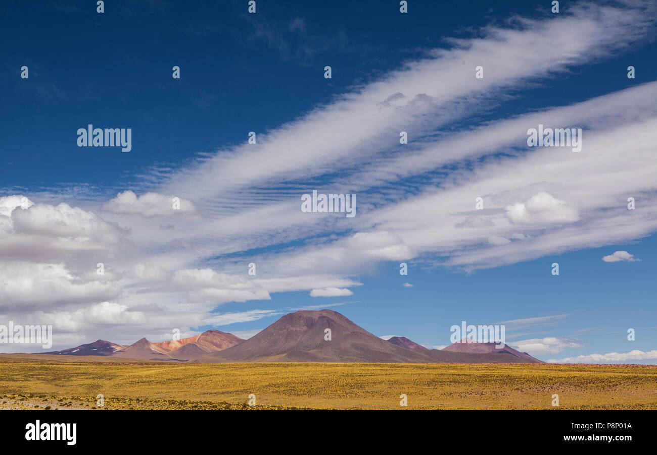 Cumulus and Cirrocumulus clouds over the Altiplano Stock Photo