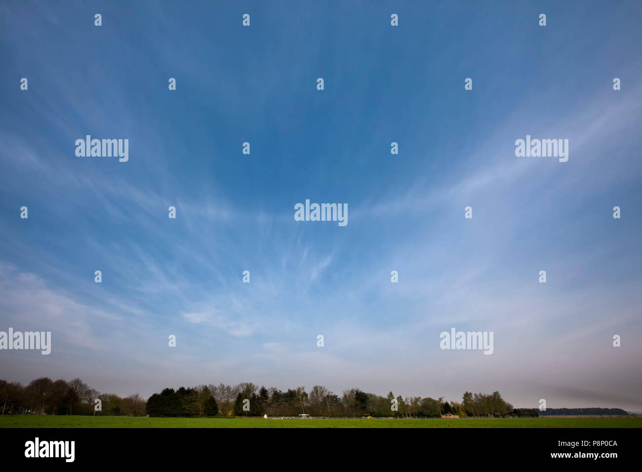 Parhelic circle in a blue sky (wide angle picture) Stock Photo