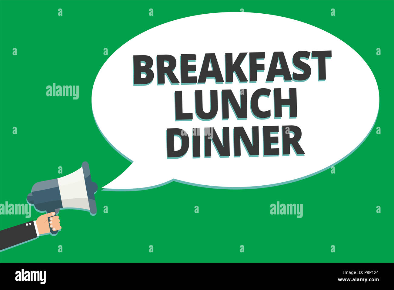 Handwriting text Breakfast Lunch Dinner. Concept meaning eating your ...