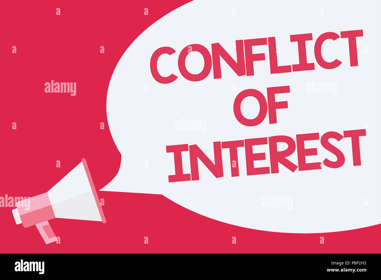 Conceptual hand writing showing Conflict Of Interest. Business photo showcasing disagreeing with someone about goals or targets Recall remember public Stock Photo
