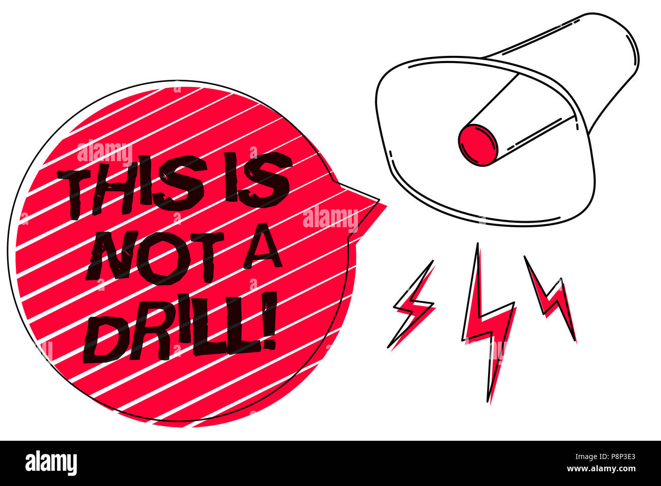 Text sign showing This Is Not A Drill. Conceptual photo practice actions Making test false majors Training Sketch artwork loud sound speaker alarm awa Stock Photo
