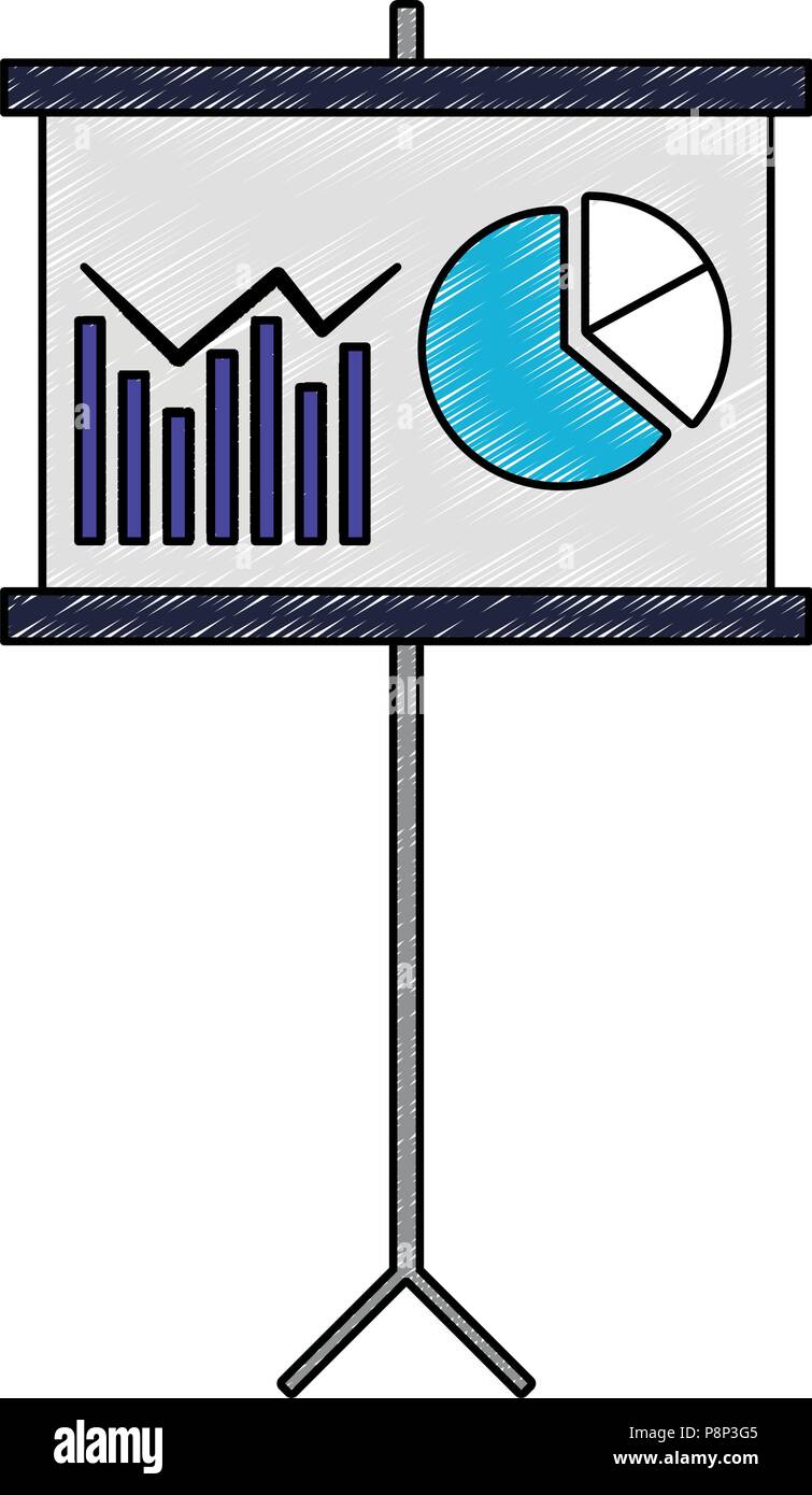 Statistics on whiteboard scribble pop colors Stock Vector