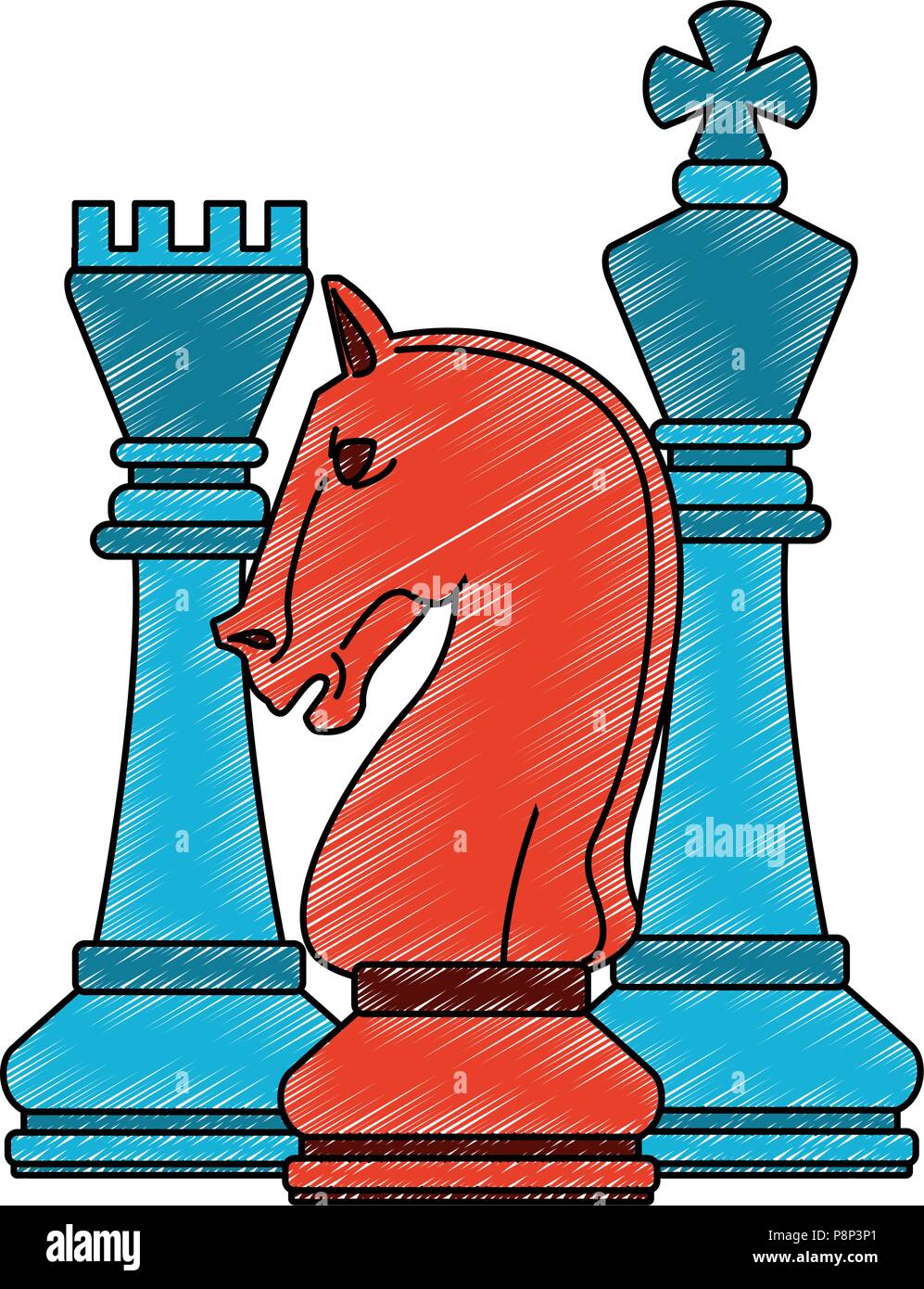 Chess game piece scribble Royalty Free Vector Image