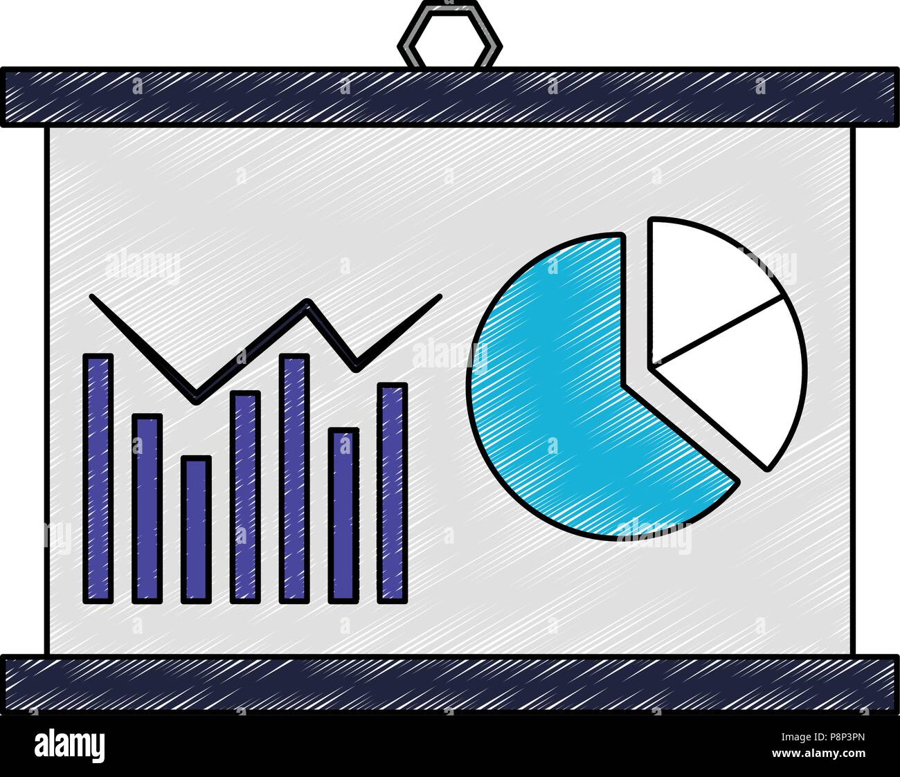 Statistics on whiteboard scribble pop colors Stock Vector