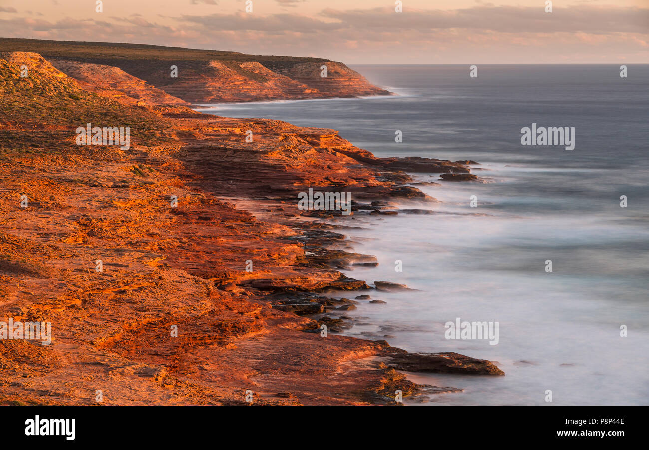 Rocky coast in the Kalbarri National Park in evening mood Stock Photo