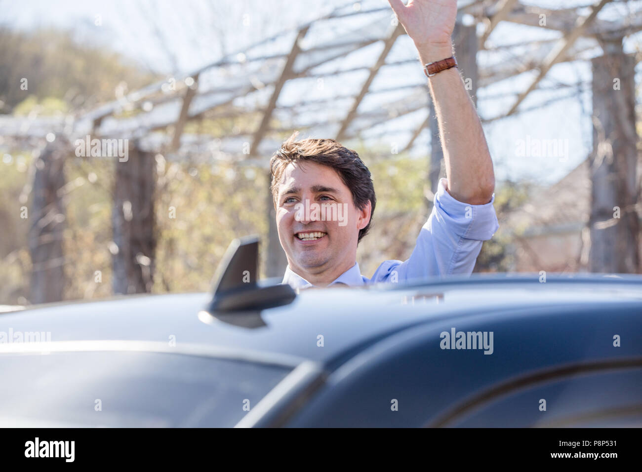 MAY 24, 2018 - TORONTO, CANADA: CANADIAN PRIME MINISTER JUSTIN TRUDEAU MEETS FANS AFTER A PUBLIC EVENT. Stock Photo
