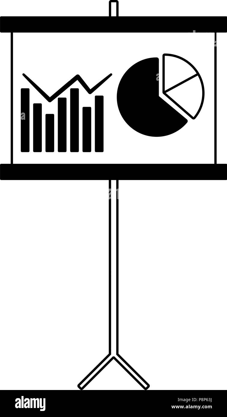 Statistics on whiteboard black and white colors Stock Vector