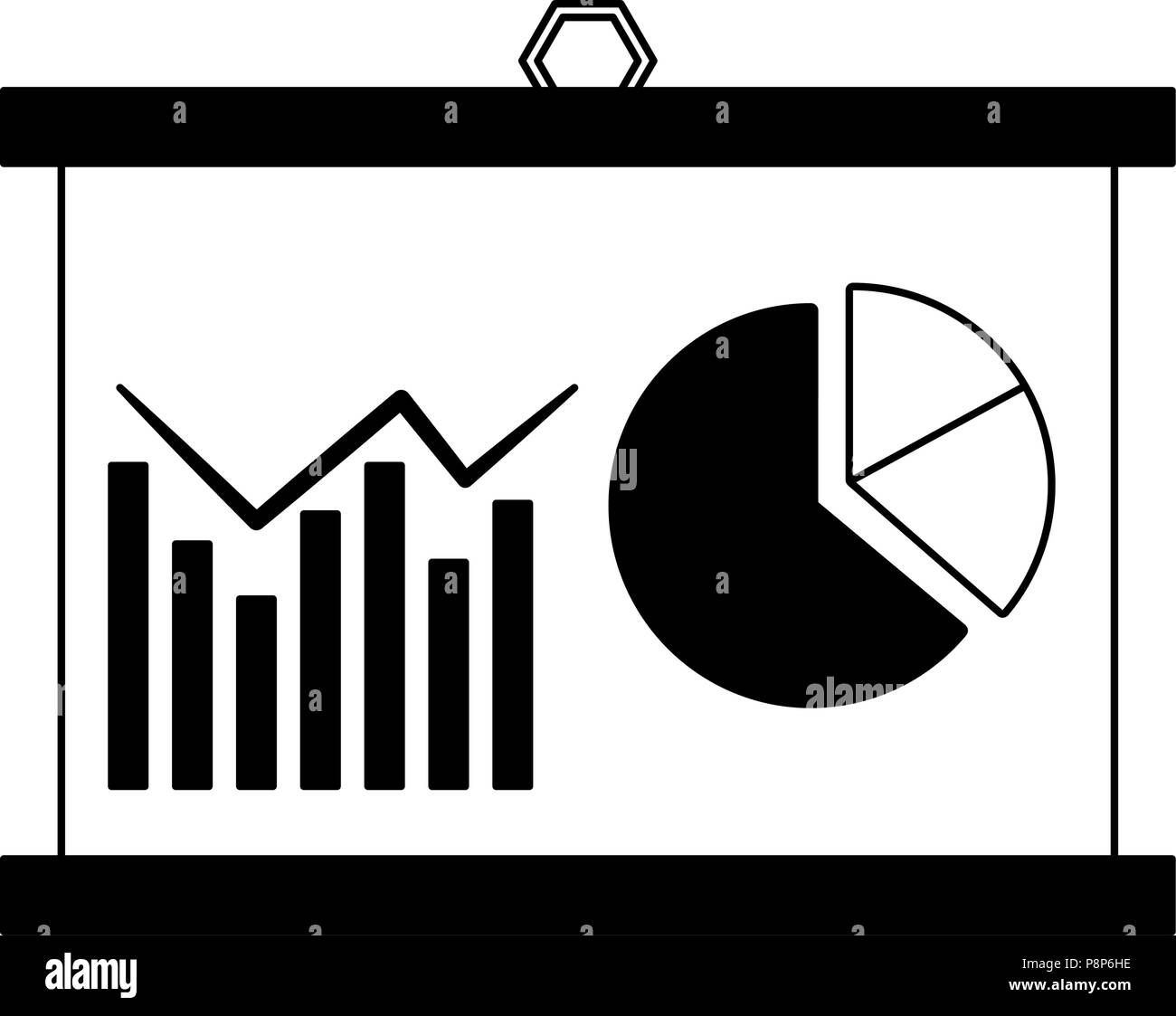 Statistics on whiteboard black and white colors Stock Vector