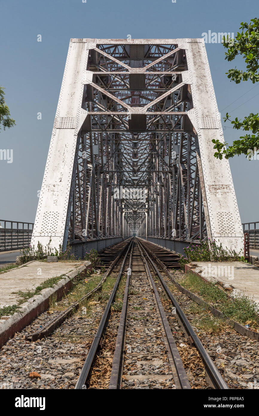 The Inwa Railway Bridge, Myanmar (Burma) Stock Photo