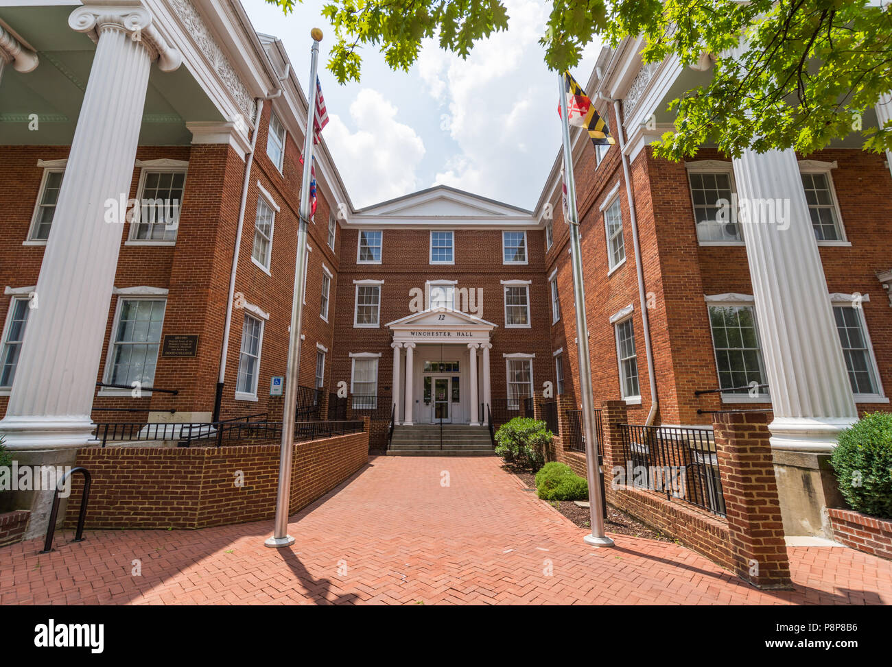 Winchester Hall Building in Historic Downtown Frederick, Maryland Stock