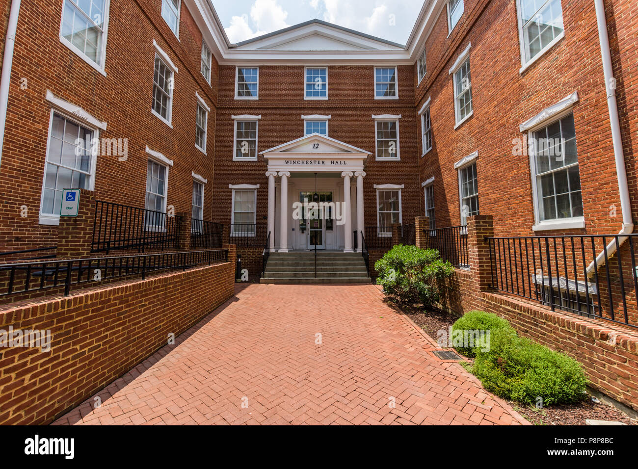 Winchester Hall Building in Historic Downtown Frederick, Maryland Stock