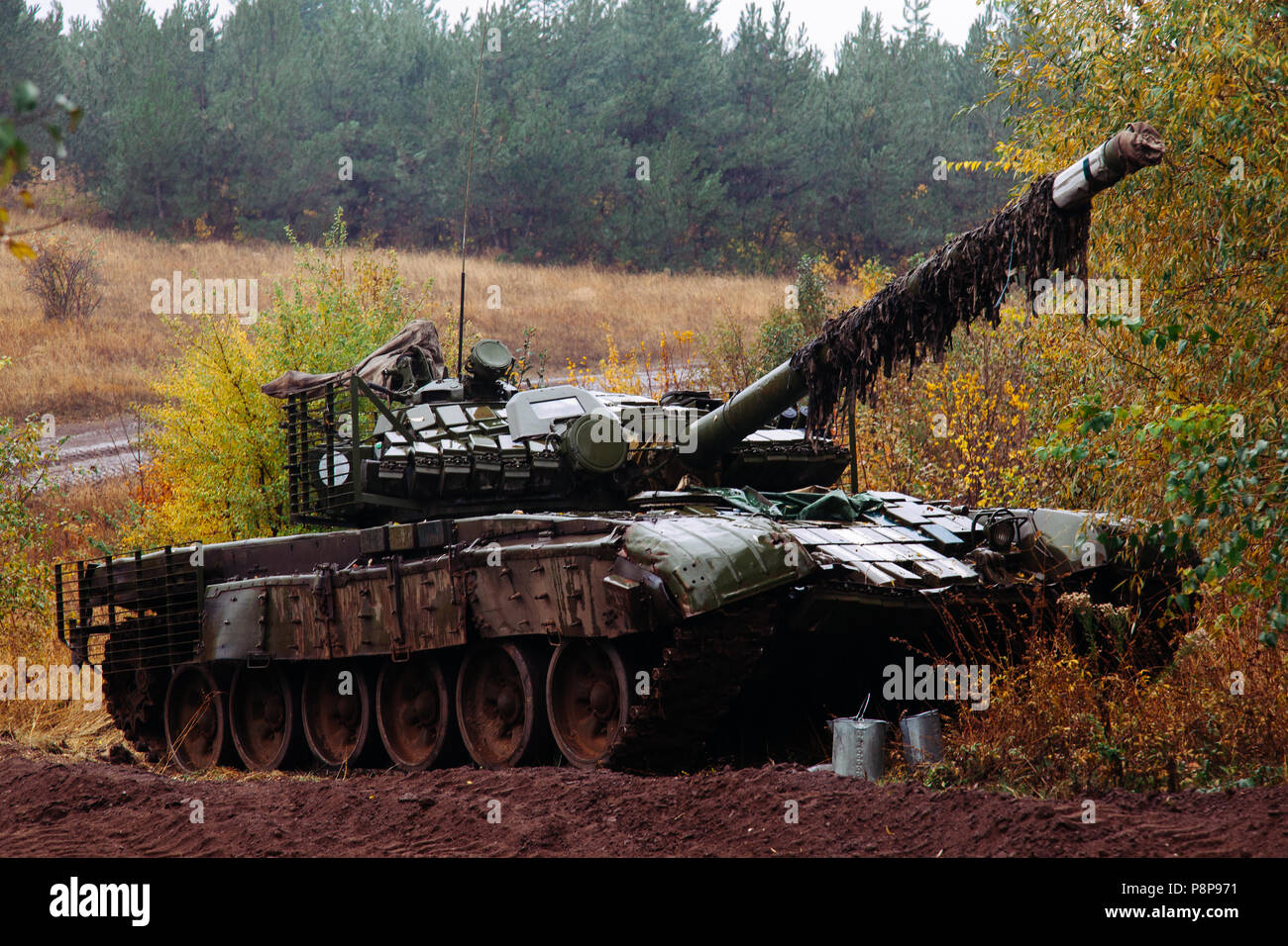 tank in a real war on donbass Stock Photo