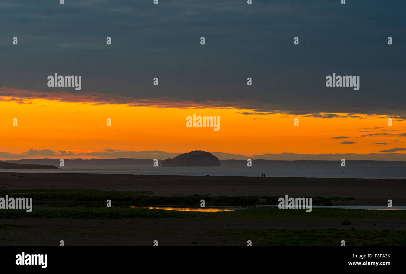 The Bass Rock Belhaven bay at sunset East Lothian Scotland, UK, Stock Photo