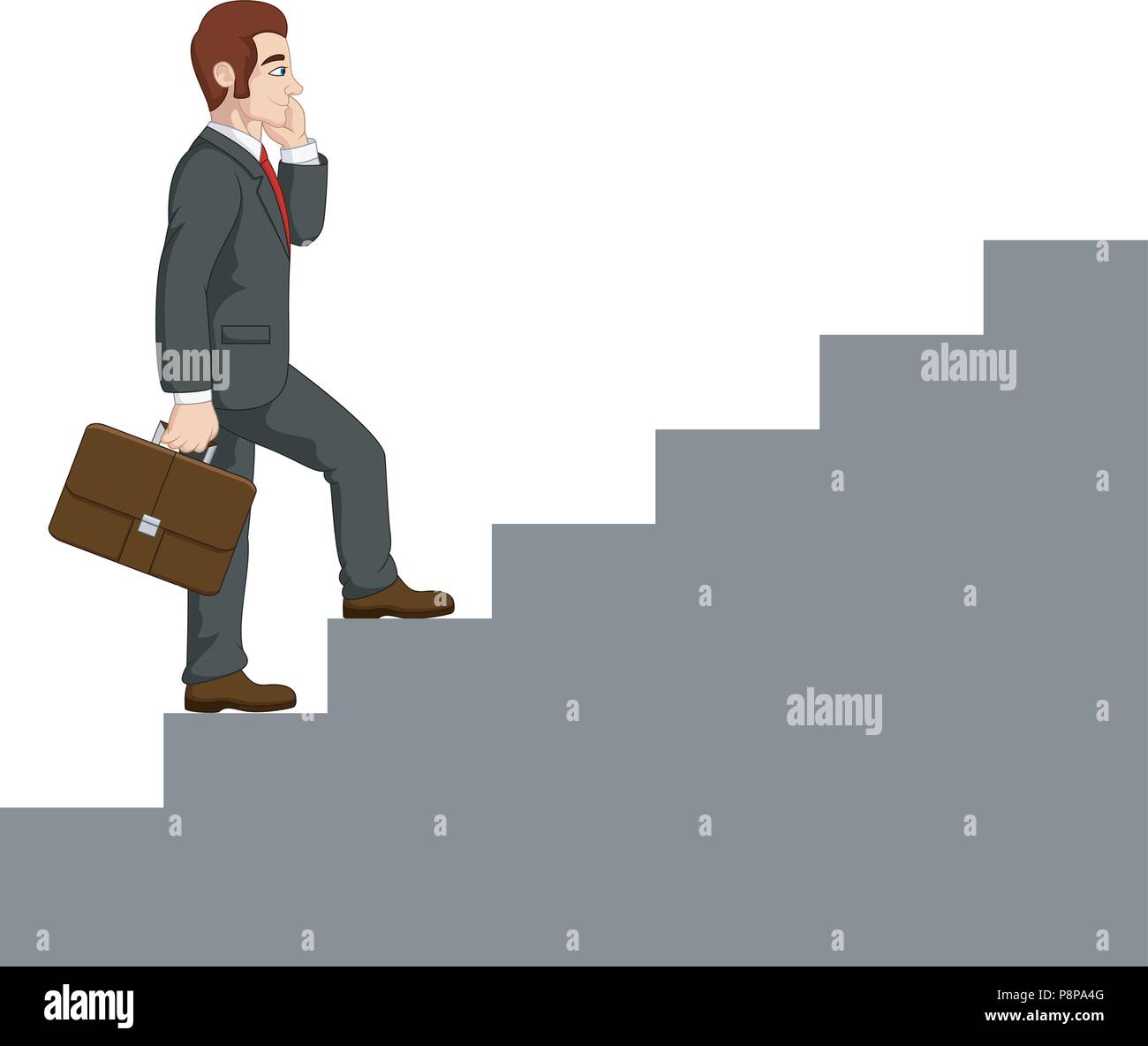 Cartoon businessman climbing stairs Stock Vector