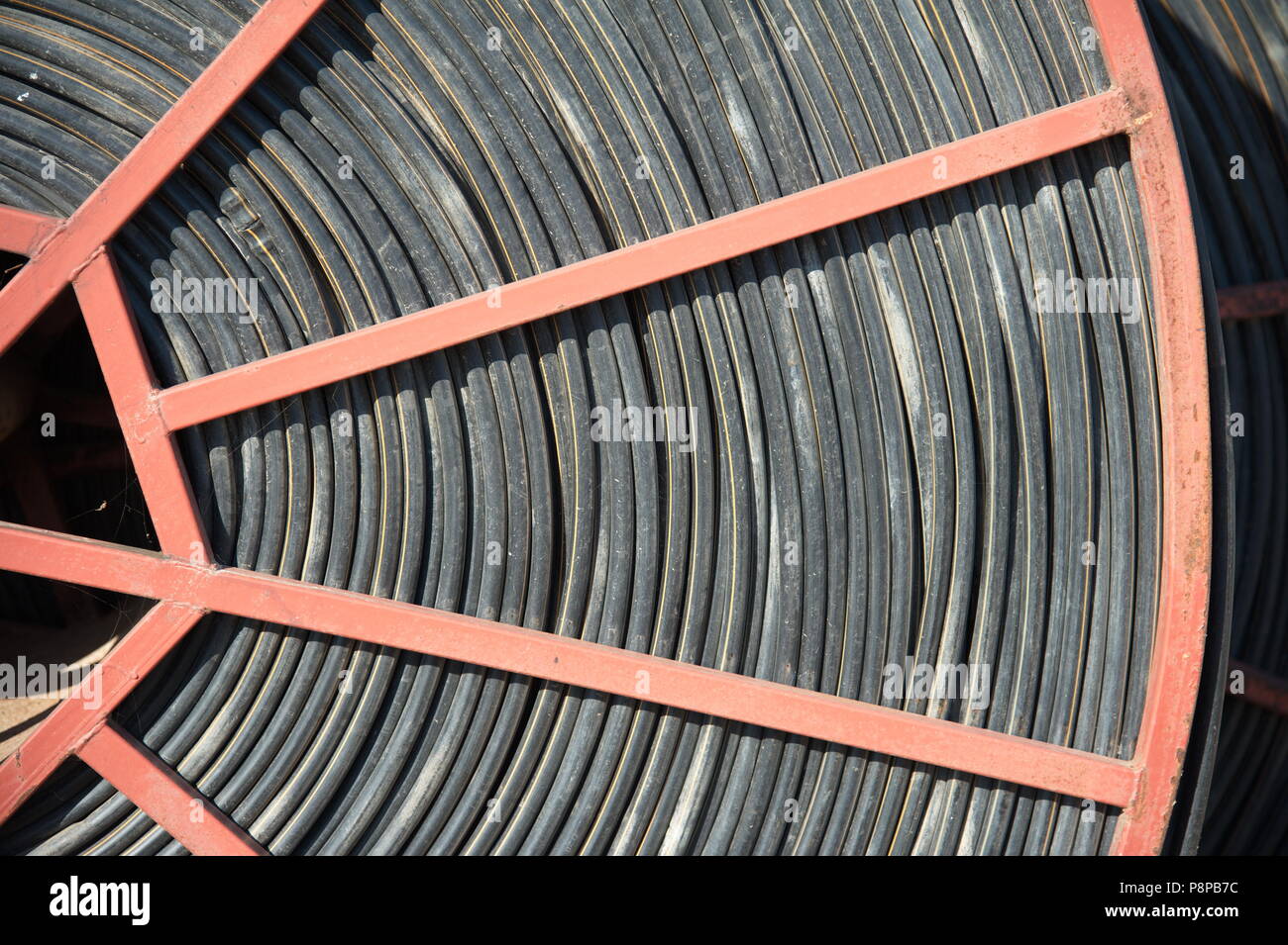 irrigation pipe wheel Stock Photo