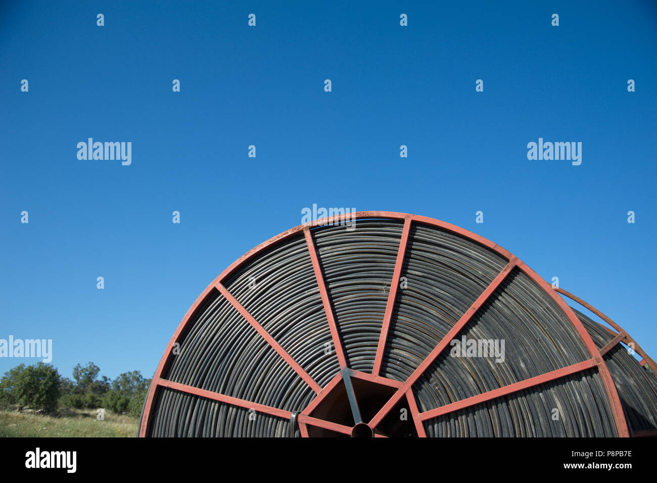 irrigation pipe wheel Stock Photo