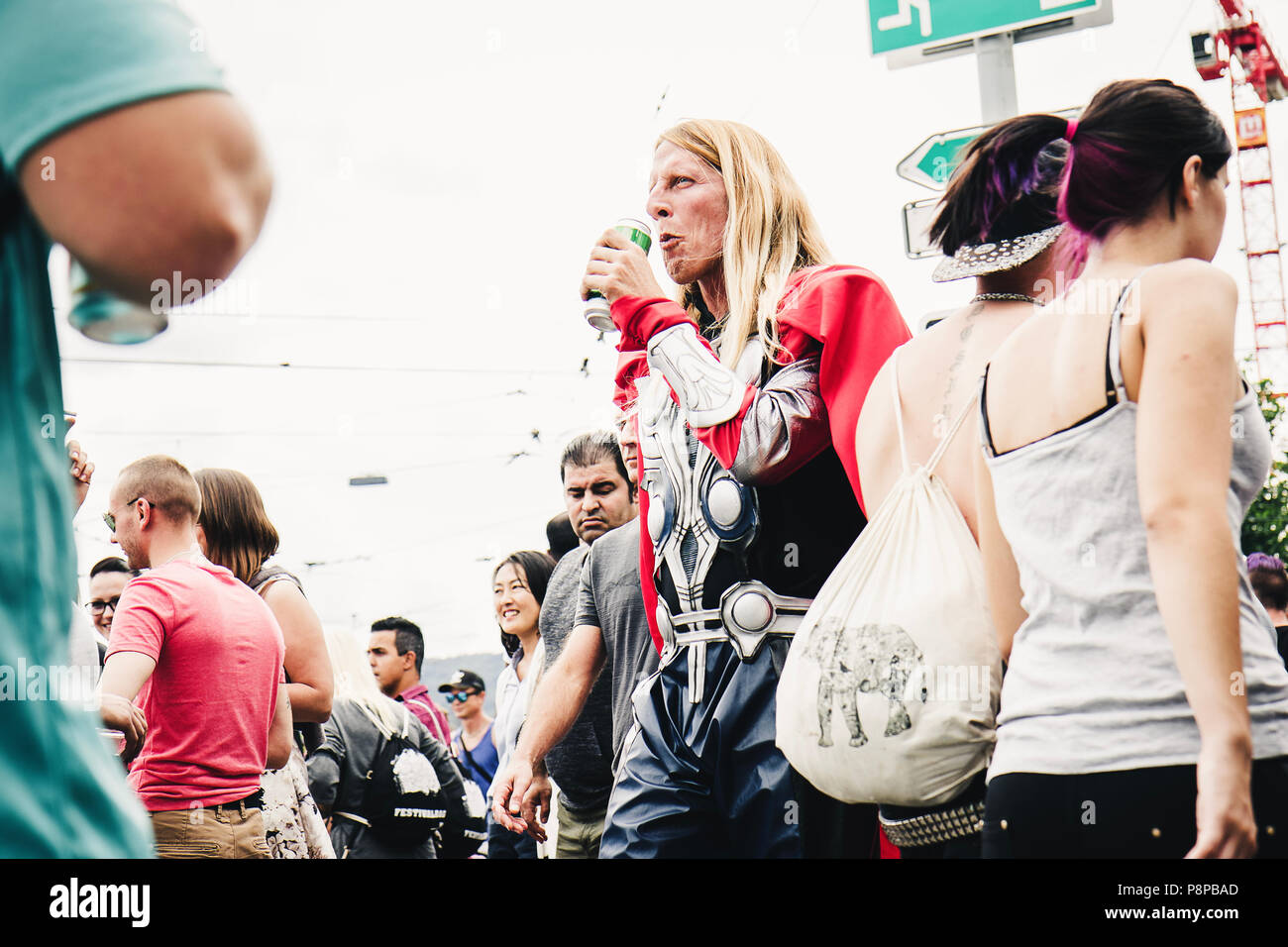 Zurich, Switzerland August 12, 2017 People of all ages dressed up in