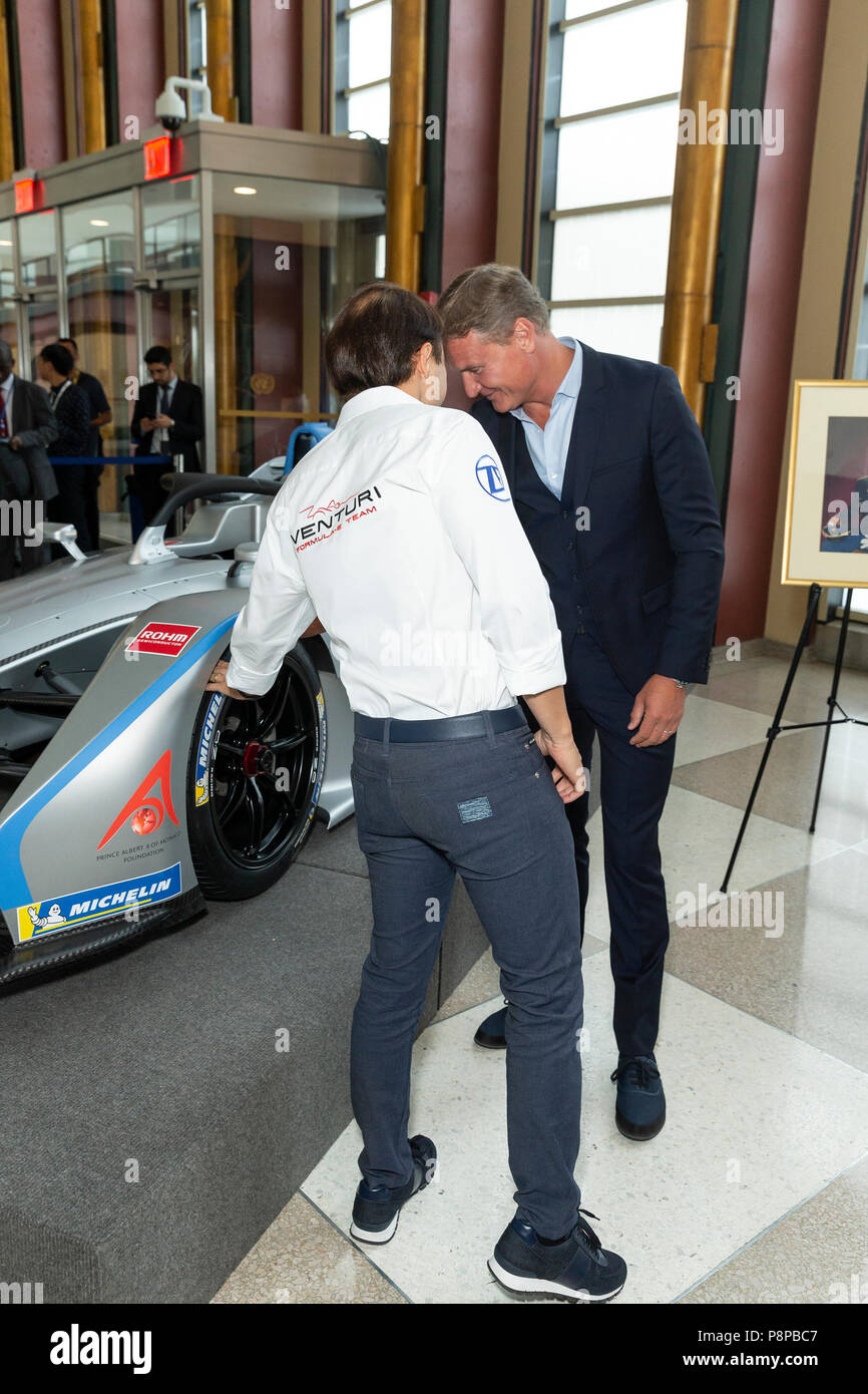 New York, United States. 12th July, 2018. Pilots David Coulthard and Felipe Massa attend special event for Forum on Sustainable Development organized by Monaco Permanent Mission Credit: Lev Radin/Pacific Press/Alamy Live News Stock Photo