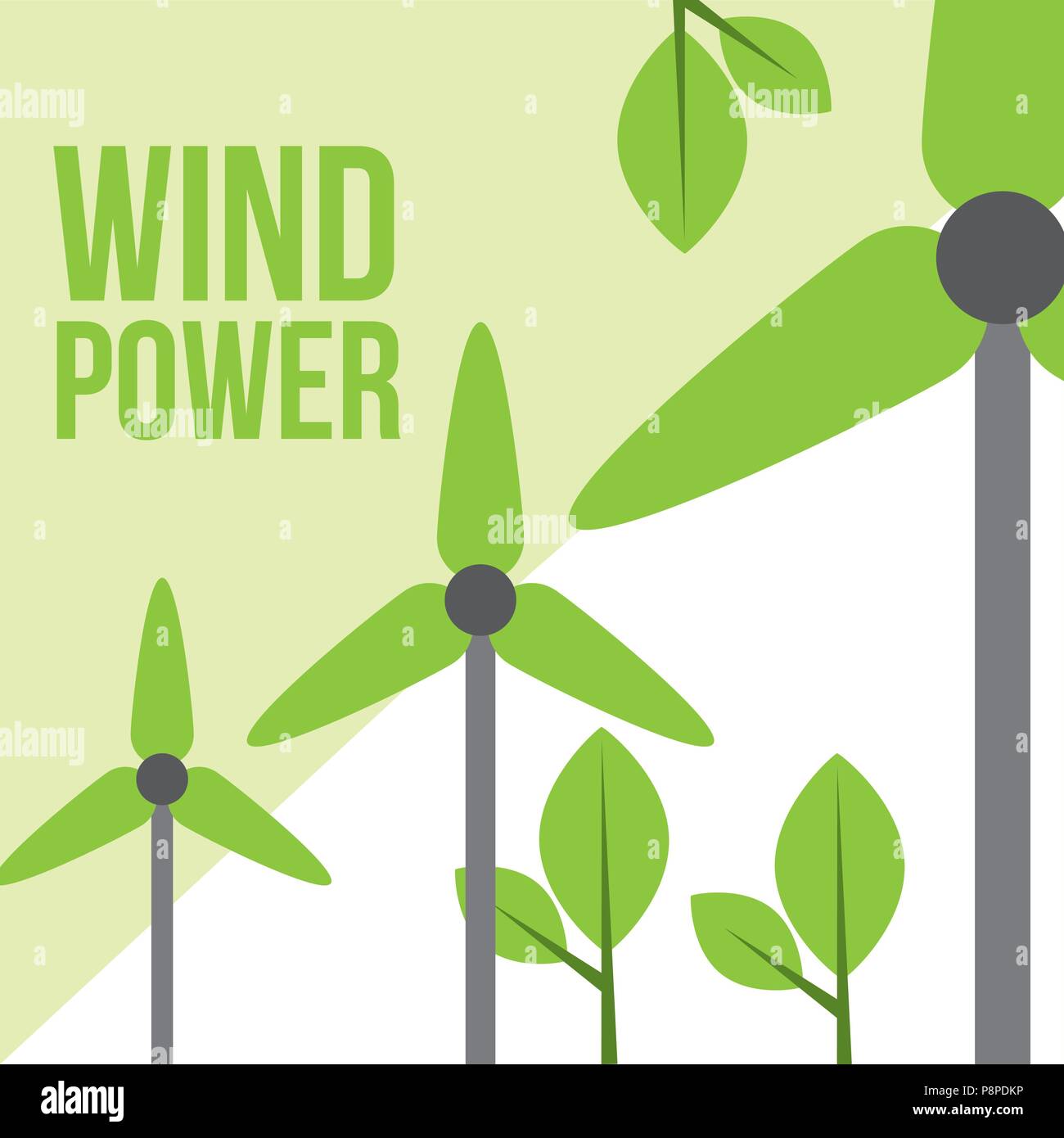 green wind power turbines ecology sustainable vector illustration Stock ...
