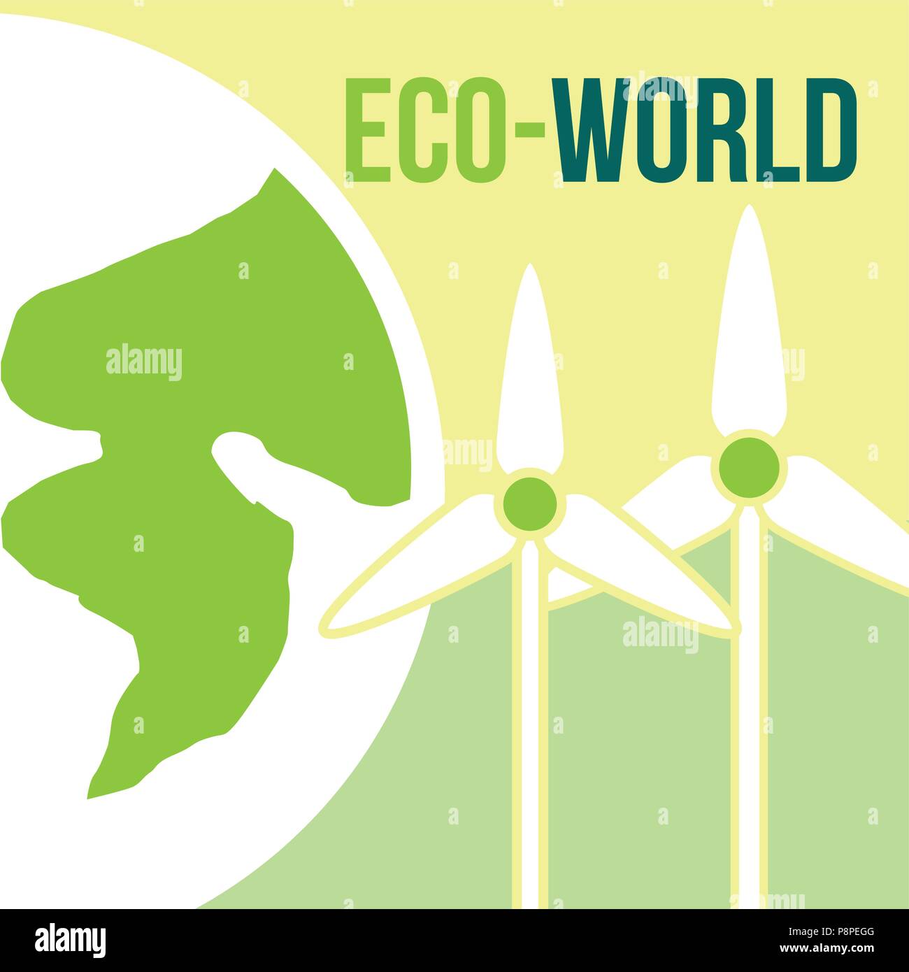 eco world wind power turbine renewable vector illustration Stock Vector ...