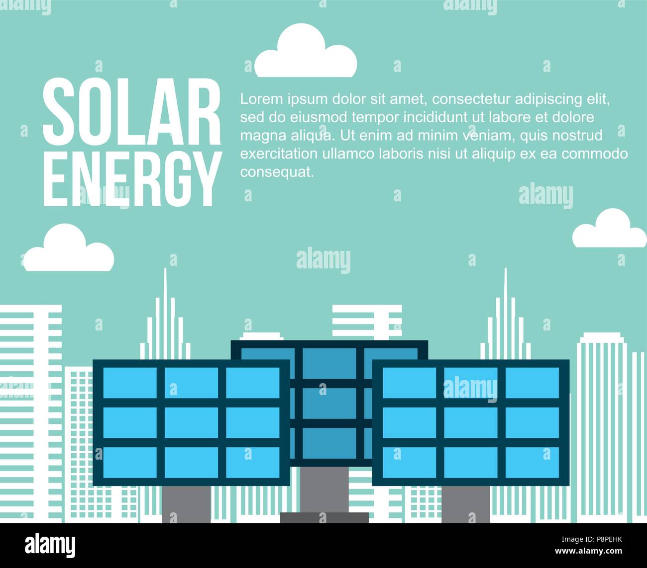 solar energy city sustainable alternative vector illustration Stock ...