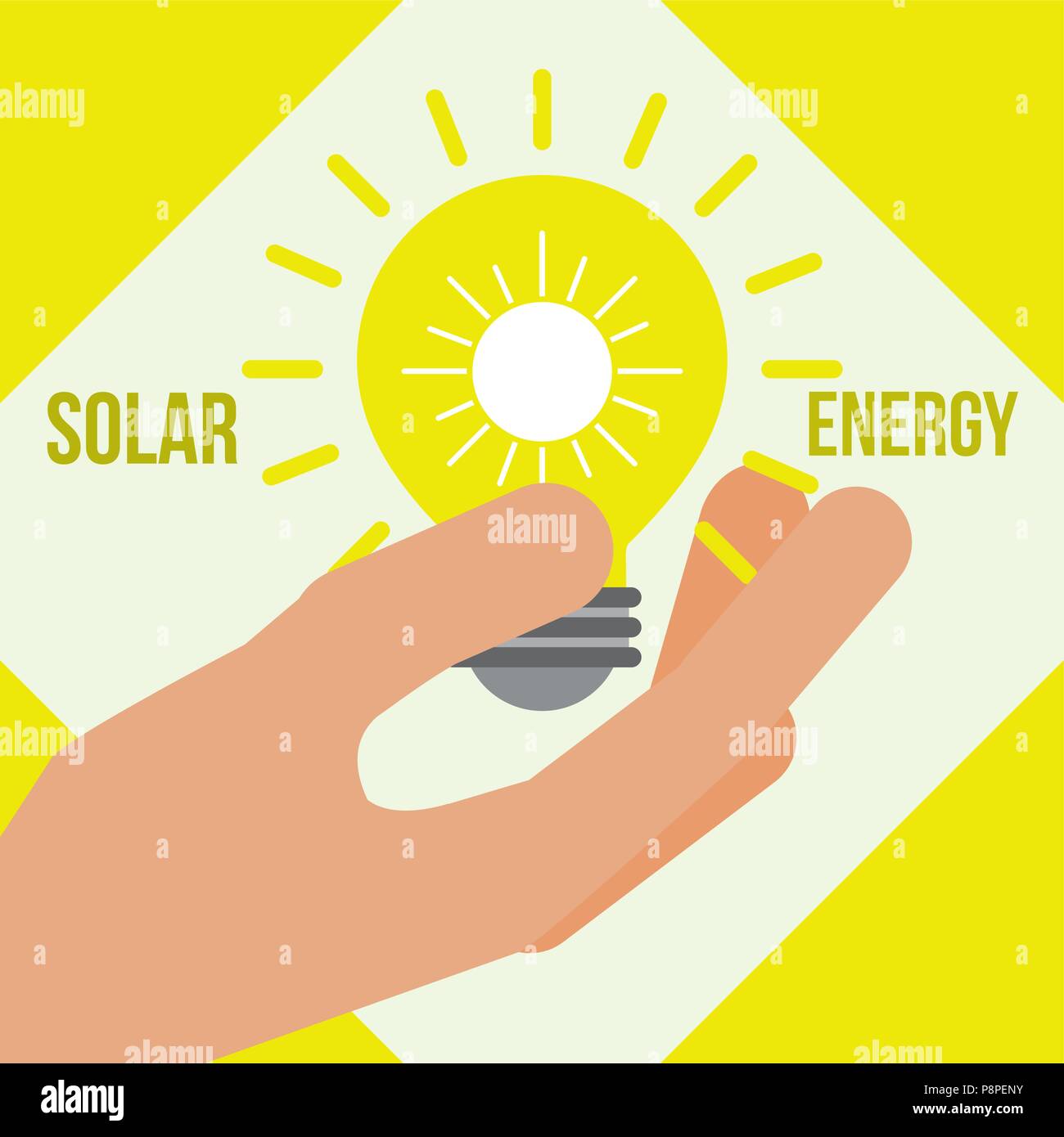 hand holding light bulb solar energy vector illustration Stock Vector ...