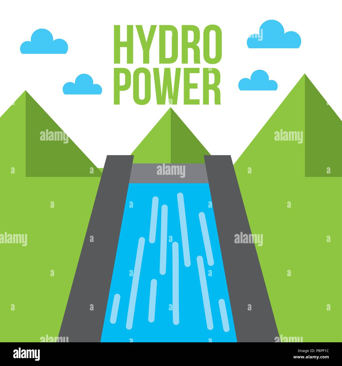 hydro power dam water energy ecology vector illustration Stock Vector