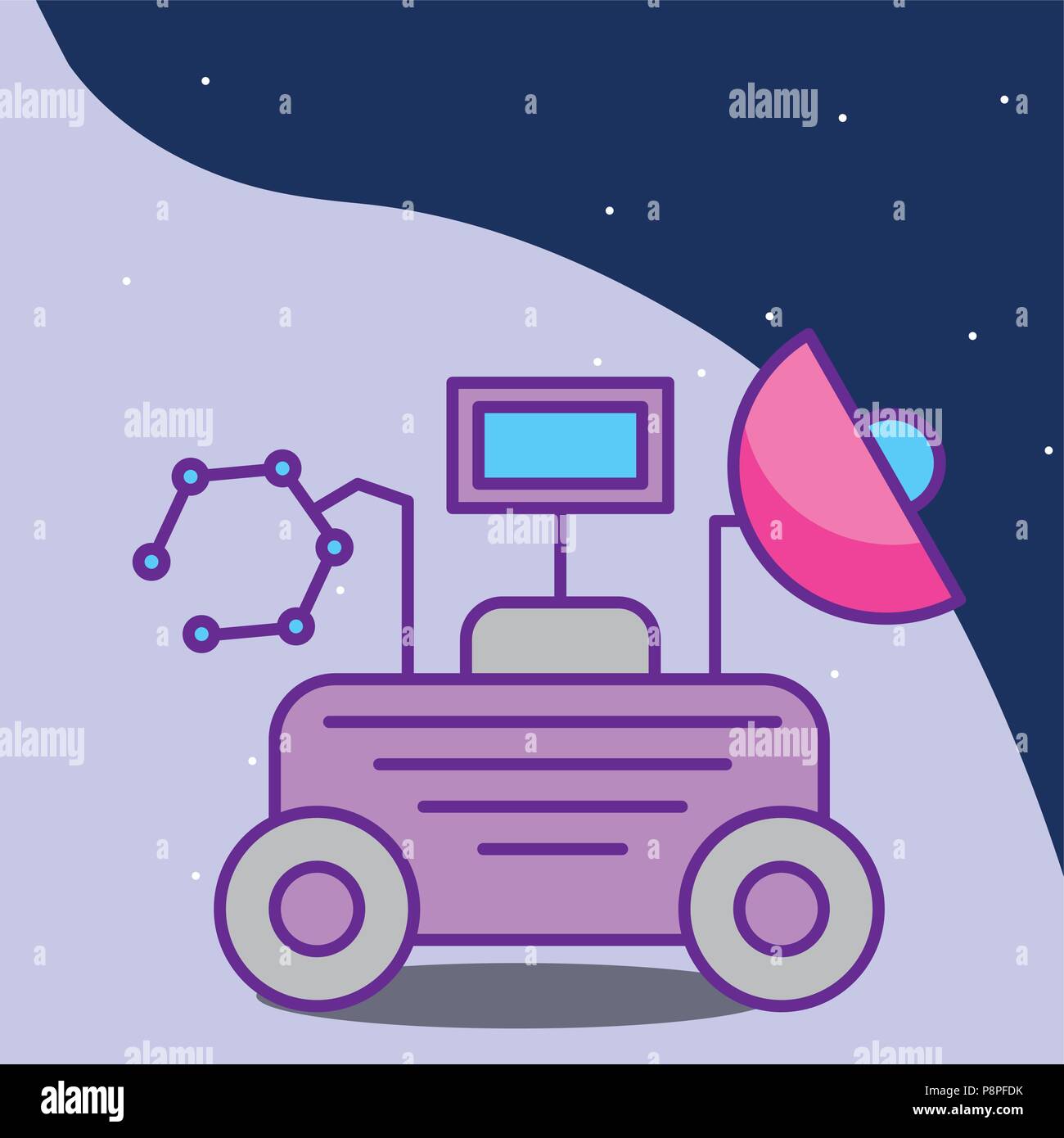 space galaxy card rover car science planet technology vector ...