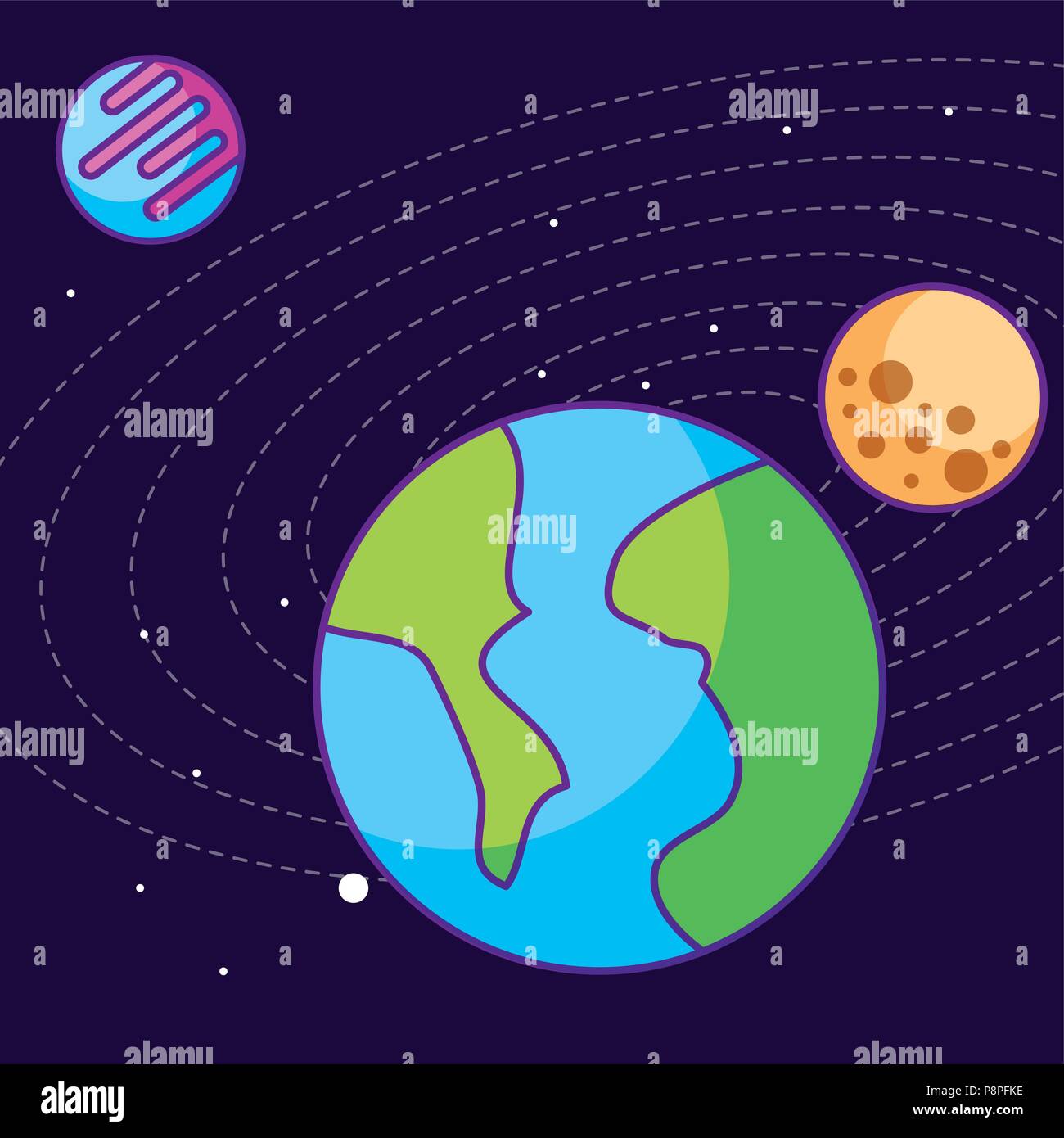 space galaxy card planets moon astrology vector illustration Stock ...
