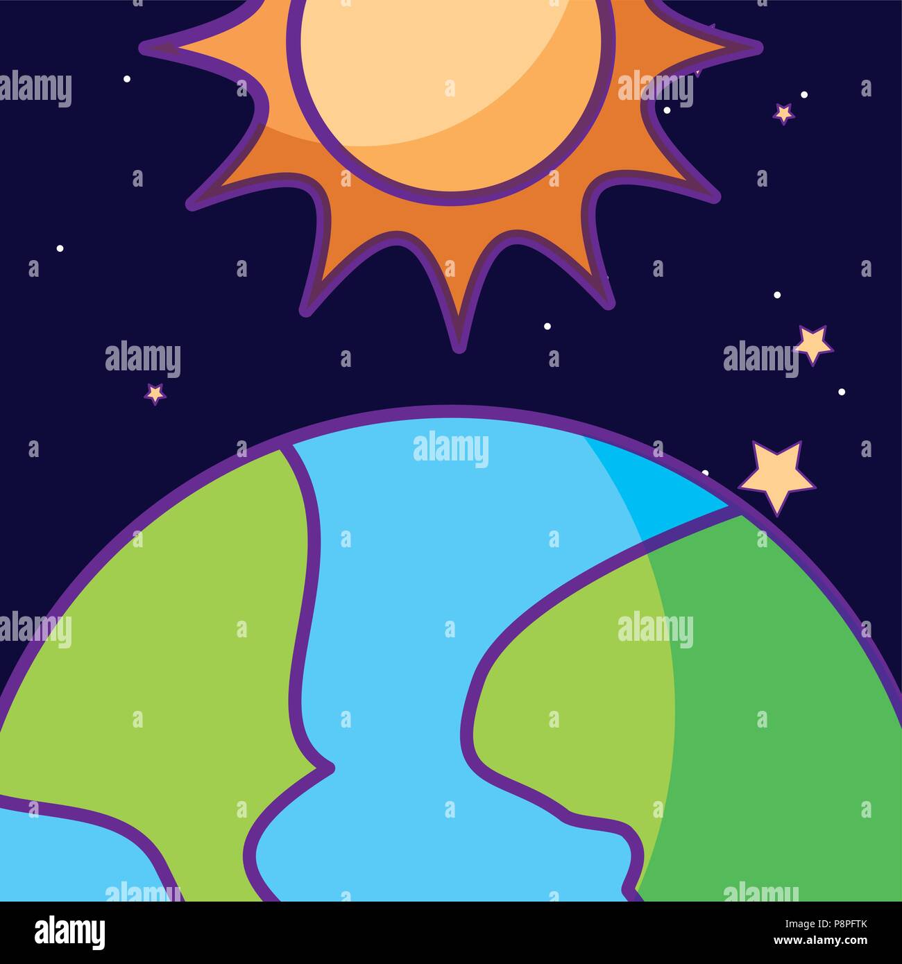 space galaxy card sun planet world stars vector illustration Stock ...