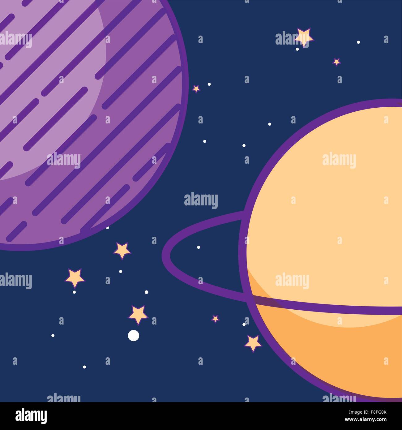 space galaxy card planets saturn stars vector illustration Stock Vector ...