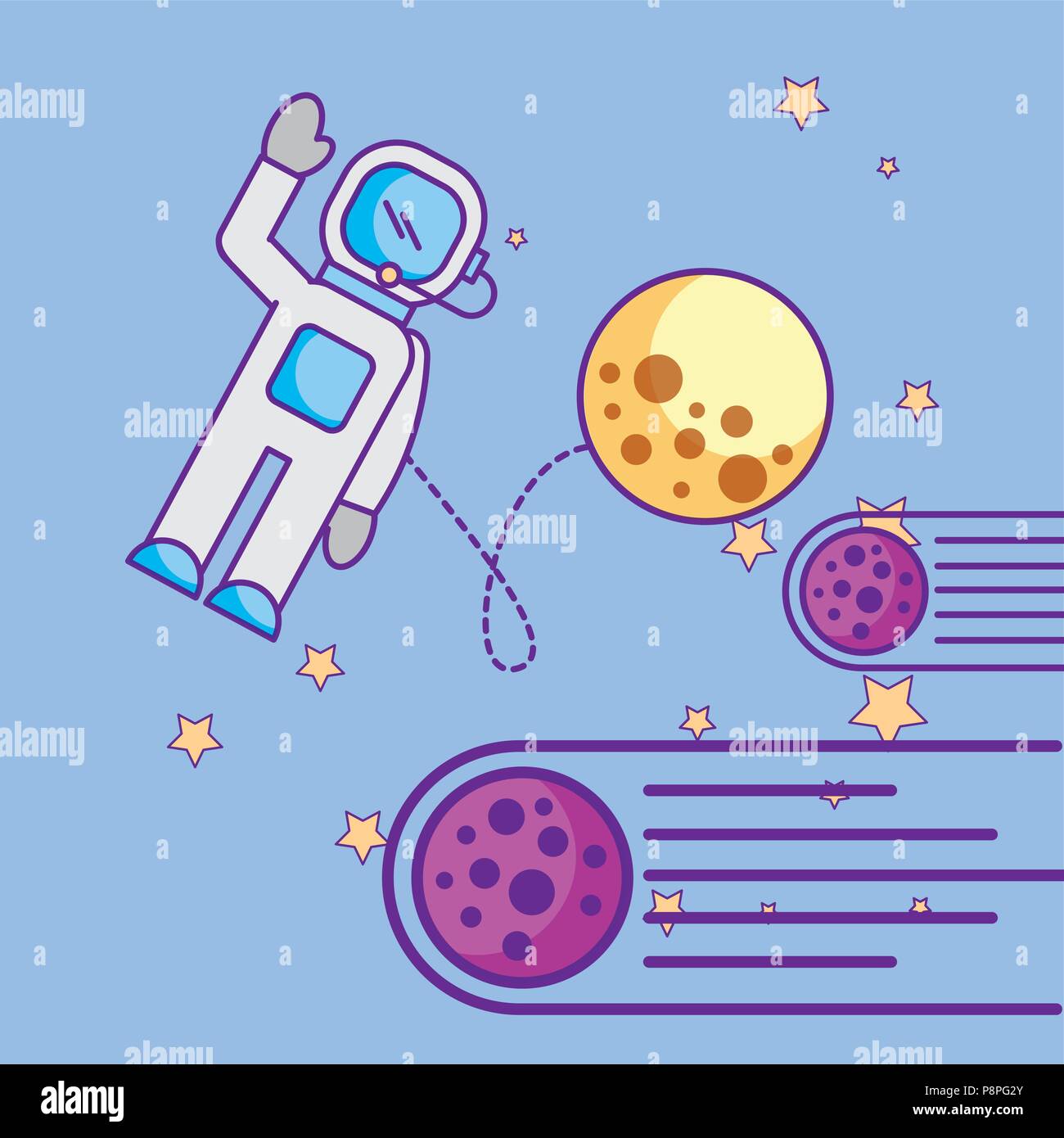 space galaxy card astronaut greeting connection planets meteorites ...