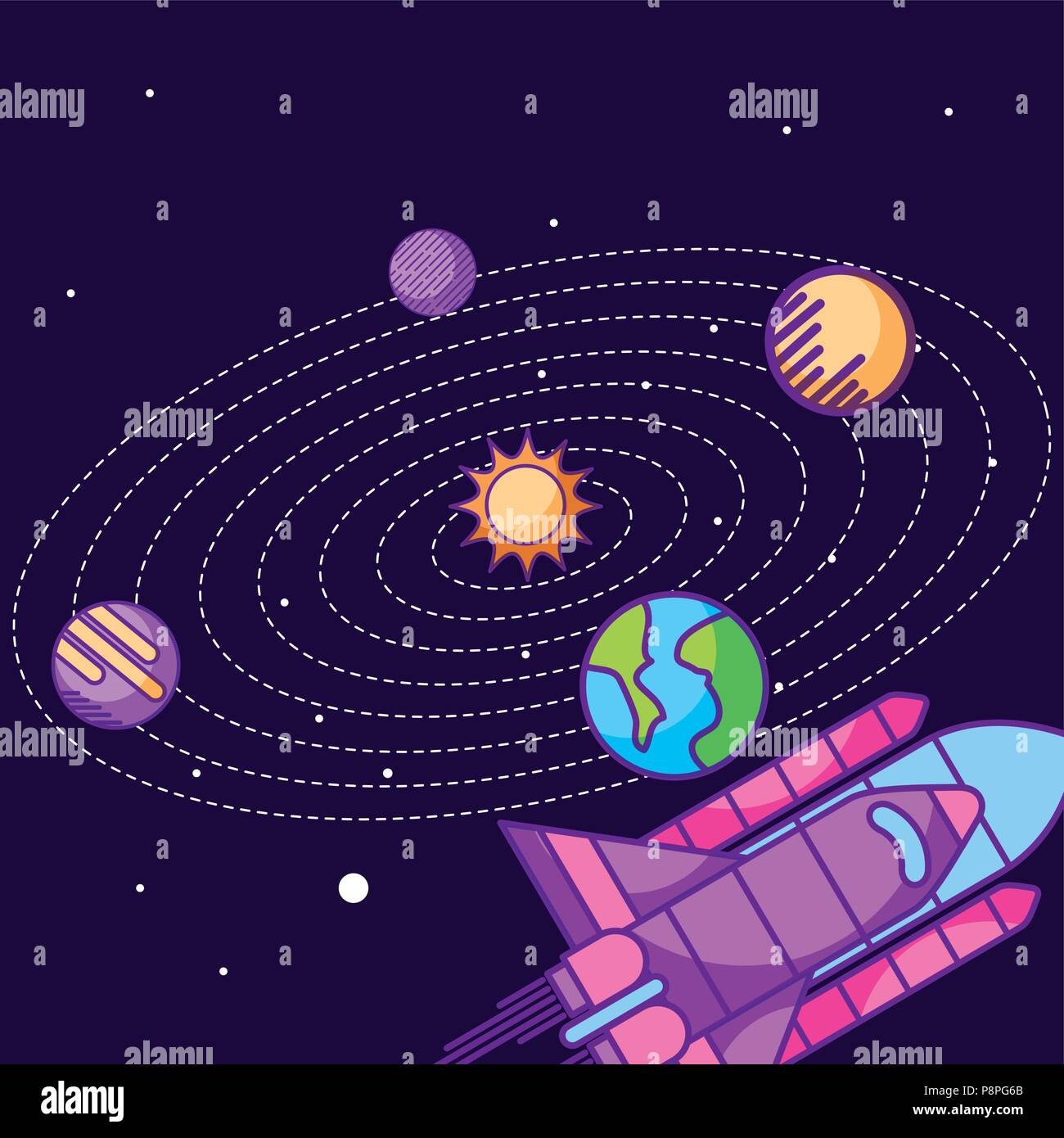 space galaxy card connection planets sun world rocket vector ...