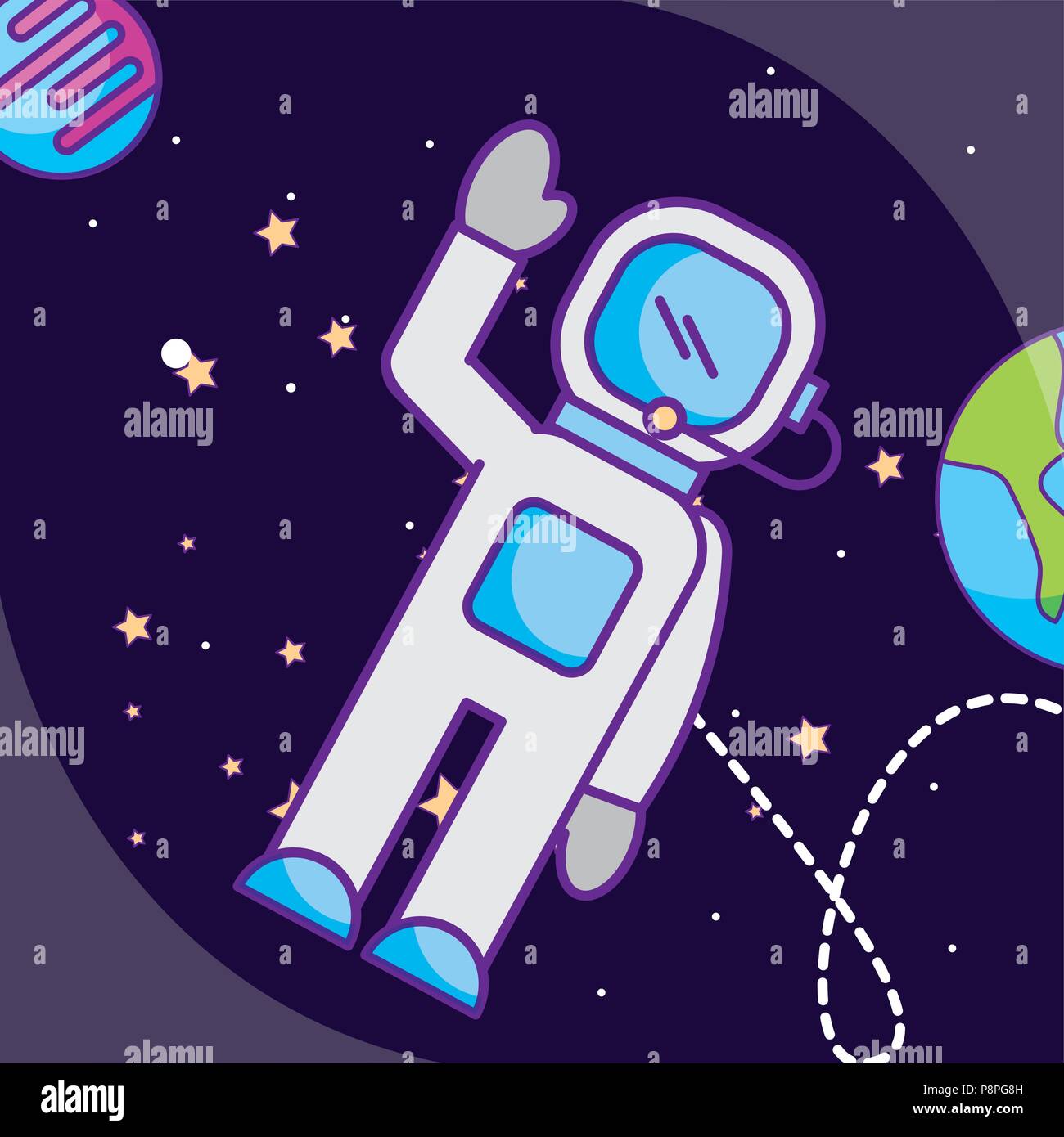 space galaxy card astronaut greeting explore world vector illustration ...