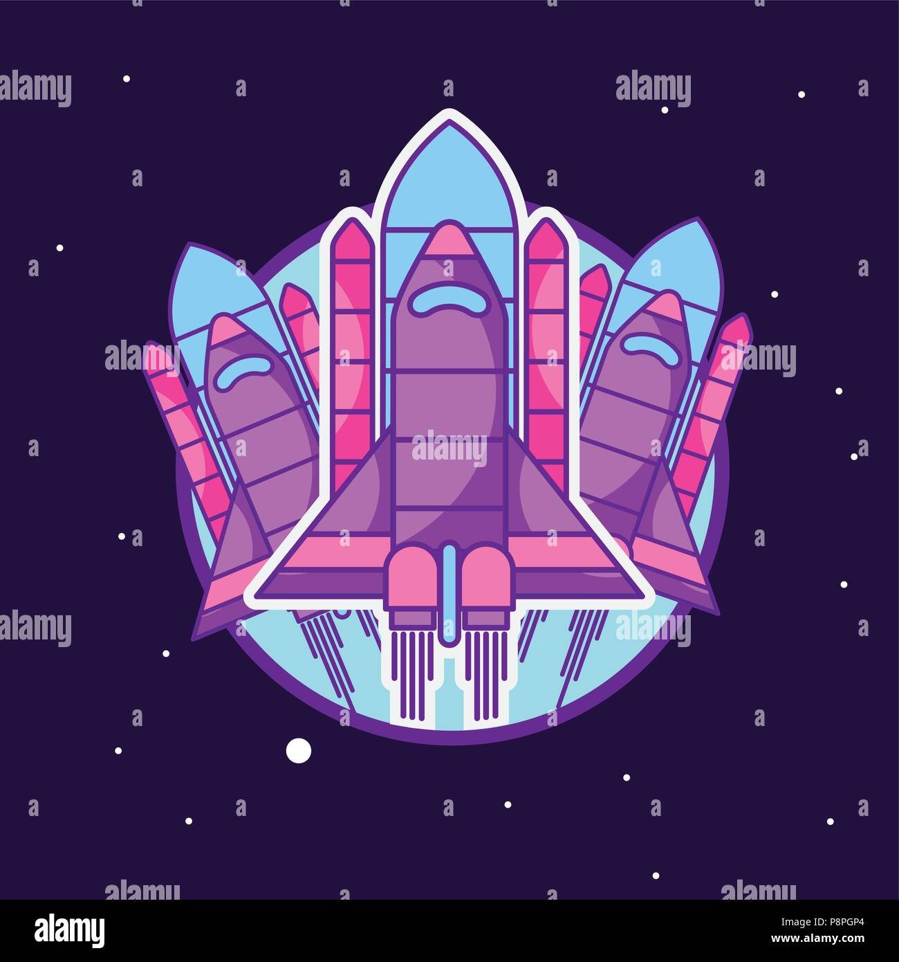 space galaxy cosmic card stars sticker rockets explore landscape vector ...