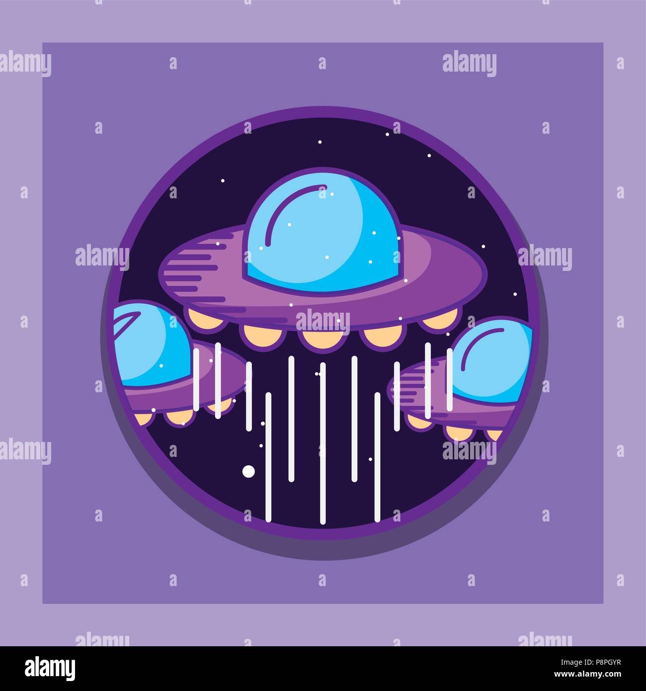 space galaxy cosmic card ufos explore planets vector illustration Stock ...