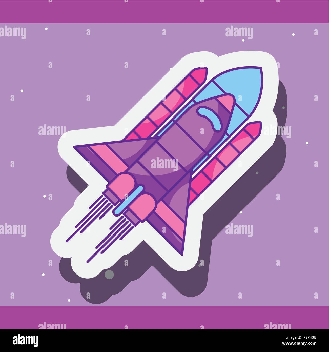 space galaxy cosmic card sticker color rocket vector illustration Stock ...