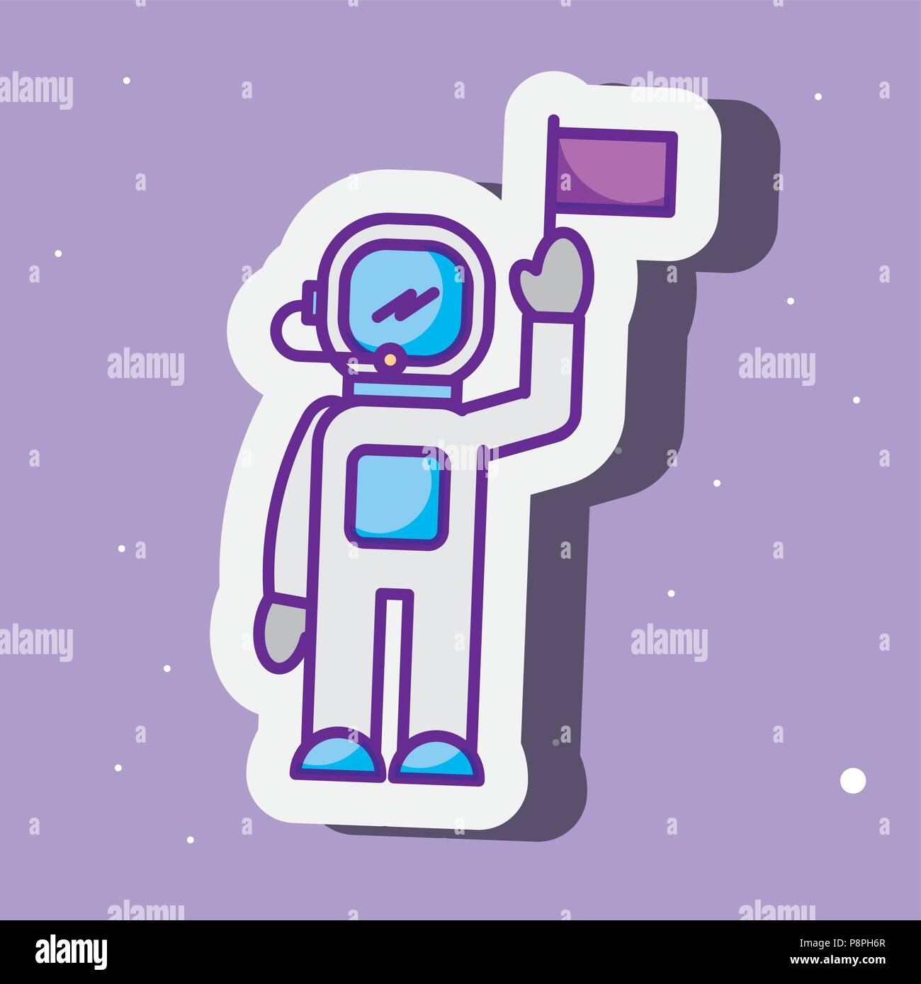 space galaxy cosmic card stars astronaut holding flag explore vector ...