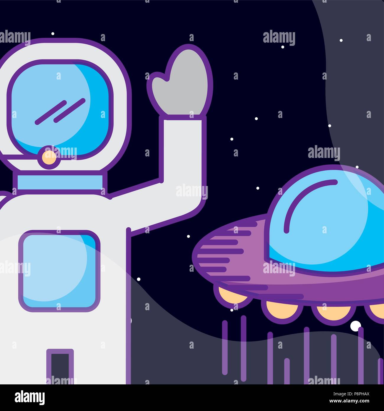 space galaxy cosmic card explore planets ufo greeting vector ...