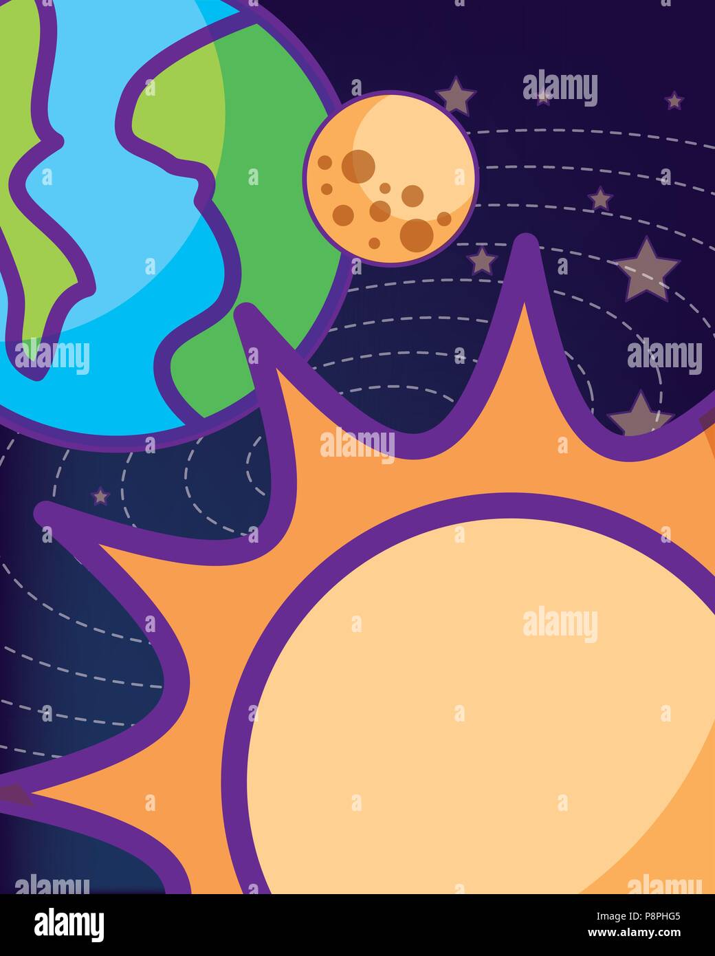 space galaxy cosmic card solar system moon world vector illustration ...