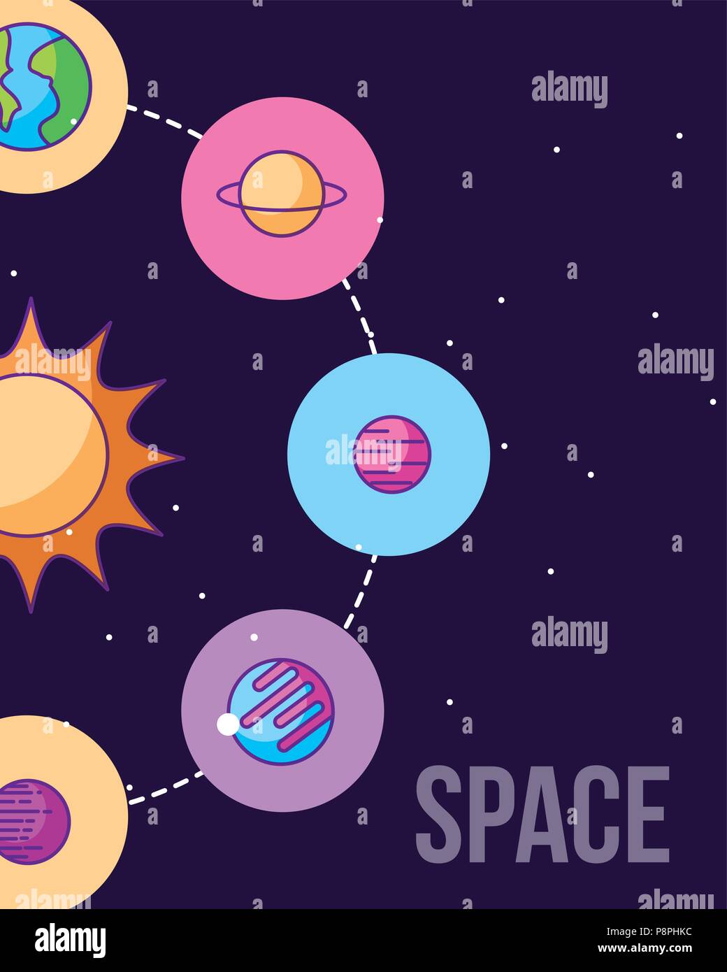 space galaxy cosmic card solar system colors stars vector illustration ...