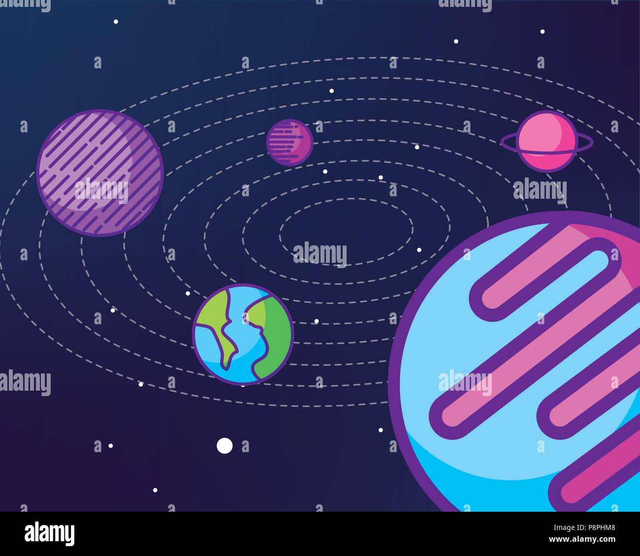 space galaxy cosmic card solar system planets vector illustration Stock ...